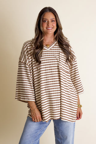 Only Go Forwards Textured V Neck Top