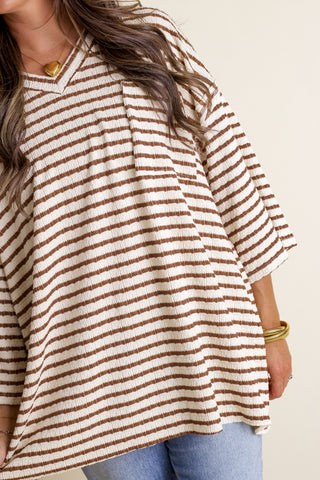 Only Go Forwards Textured V Neck Top