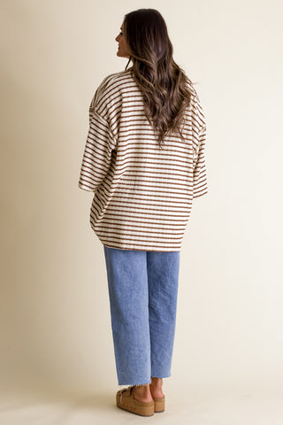 Only Go Forwards Textured V Neck Top