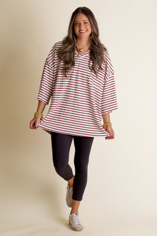 Only Go Forwards Textured V Neck Top