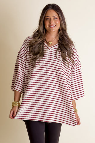 Only Go Forwards Textured V Neck Top