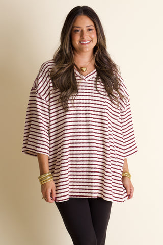 Only Go Forwards Textured V Neck Top