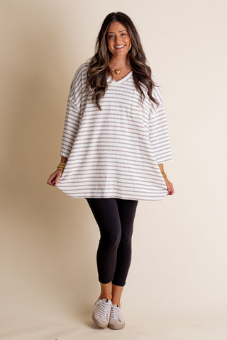 Only Go Forwards Textured V Neck Top