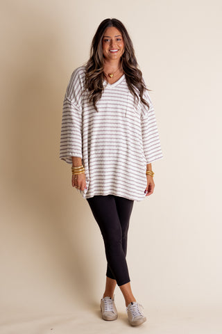 Only Go Forwards Textured V Neck Top
