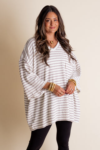 Only Go Forwards Textured V Neck Top