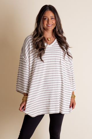 Only Go Forwards Textured V Neck Top