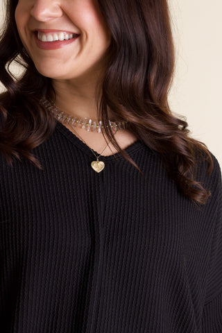 Never Settle V Neck Urban Ribbed Top