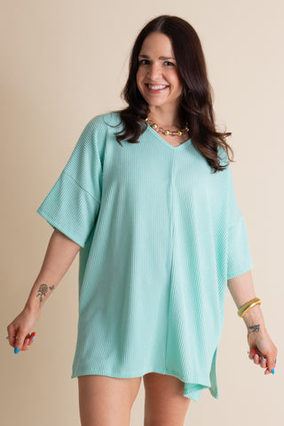 Never Settle V Neck Urban Ribbed Top