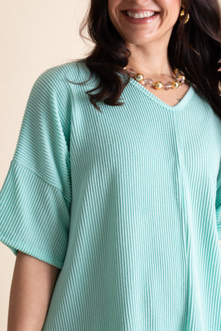 Never Settle V Neck Urban Ribbed Top