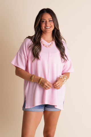 Never Settle V Neck Urban Ribbed Top