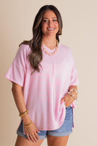 Never Settle V Neck Urban Ribbed Top