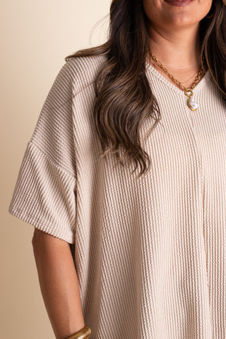 Never Settle V Neck Urban Ribbed Top