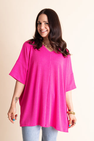 Never Settle V Neck Urban Ribbed Top