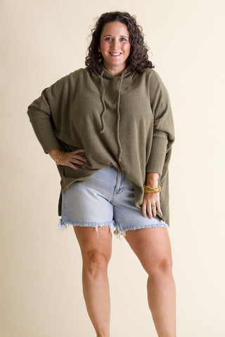 All I See Hooded Luxe Brushed Ribbed Pullover