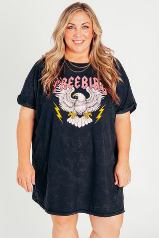 Free Bird Graphic T Shirt Dress - CURVY *Final Sale*