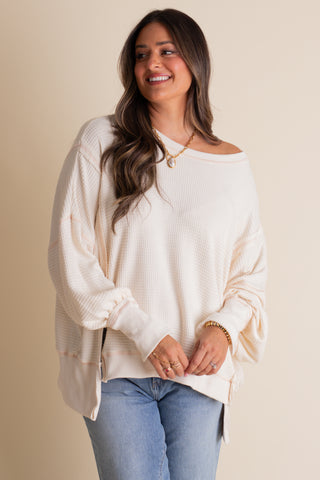 Cozy Vibes Waffle Knit Top