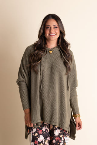 All I See Hooded Luxe Brushed Ribbed Pullover