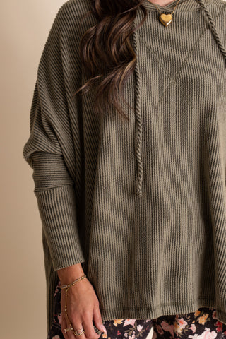 All I See Hooded Luxe Brushed Ribbed Pullover