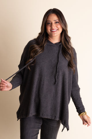 All I See Hooded Luxe Brushed Ribbed Pullover