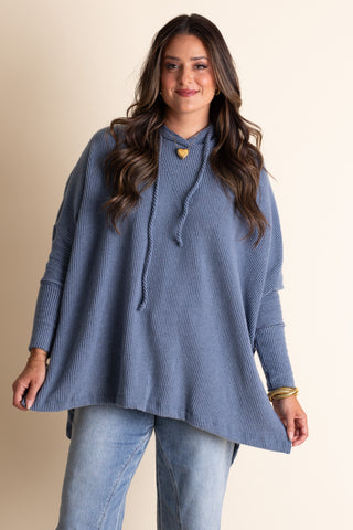 All I See Hooded Luxe Brushed Ribbed Pullover