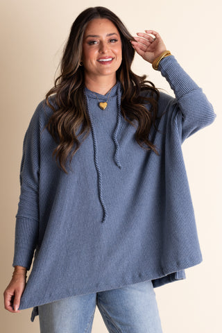 All I See Hooded Luxe Brushed Ribbed Pullover