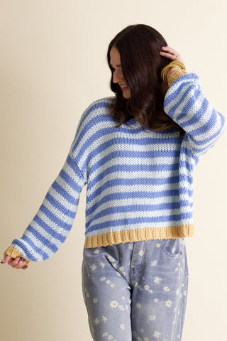 Quick Trip Striped V Neck Sweater
