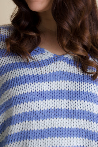 Quick Trip Striped V Neck Sweater