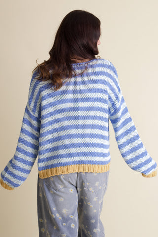 Quick Trip Striped V Neck Sweater