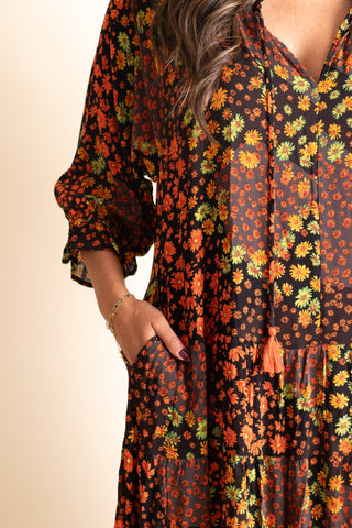 Fall Florals Gauze Dress