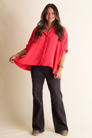 Boss Babe Button Up Swiss Dot Top