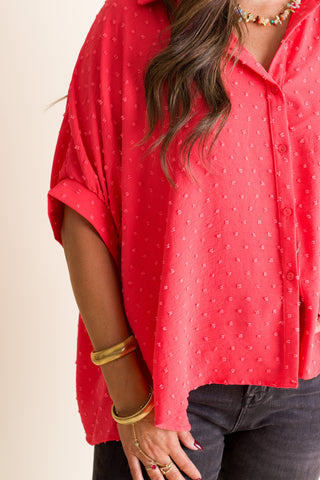 Boss Babe Button Up Swiss Dot Top