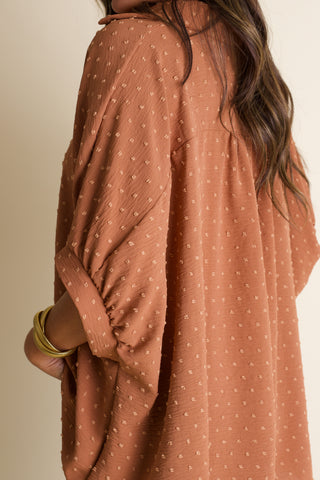 Boss Babe Button Up Swiss Dot Top