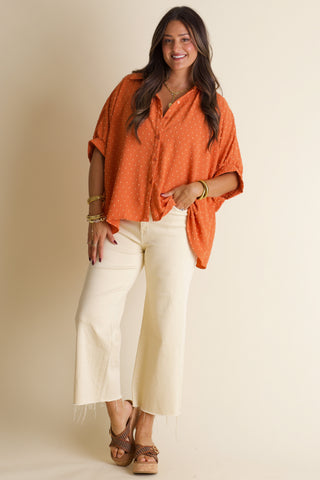 Boss Babe Button Up Swiss Dot Top