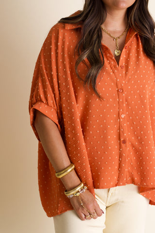 Boss Babe Button Up Swiss Dot Top