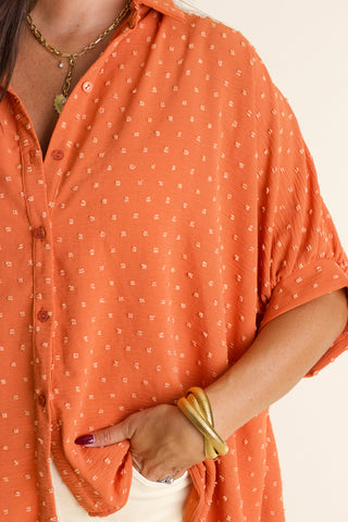 Boss Babe Button Up Swiss Dot Top