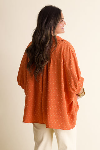 Boss Babe Button Up Swiss Dot Top