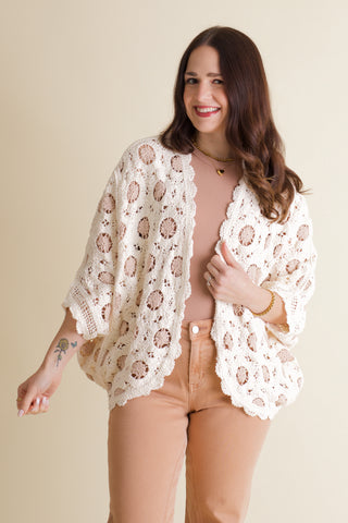 Latte All Day Crochet Cardigan