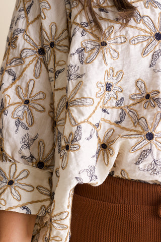 Textured Bloom Button Up Top