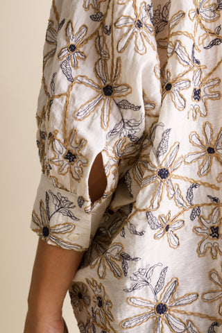 Textured Bloom Button Up Top