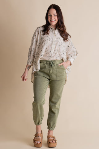 Textured Bloom Button Up Top