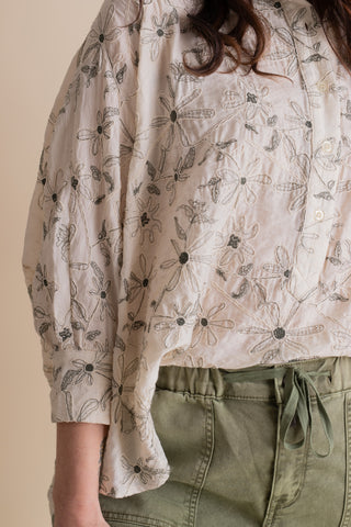 Textured Bloom Button Up Top