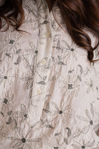 Textured Bloom Button Up Top