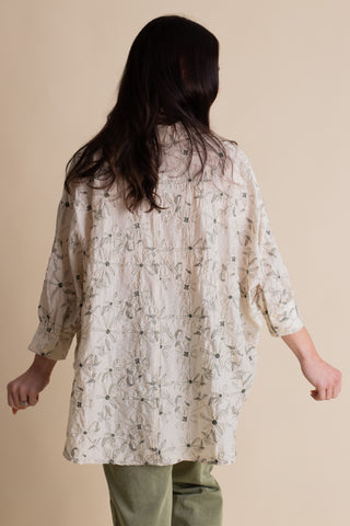 Textured Bloom Button Up Top