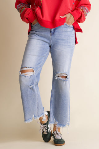 River Light High Rise Distressed Jeans