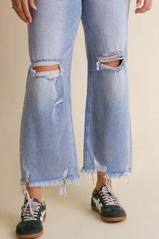 River Light High Rise Distressed Jeans