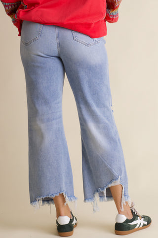 River Light High Rise Distressed Jeans