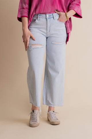 Ashlie High Rise Wide Leg Distressed Jeans
