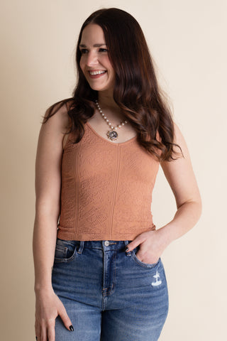 Laced Together Textured Reversible Tank