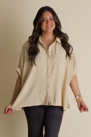 Boss Babe Button Up Swiss Dot Top