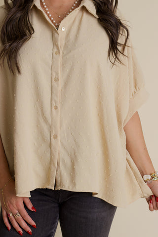 Boss Babe Button Up Swiss Dot Top